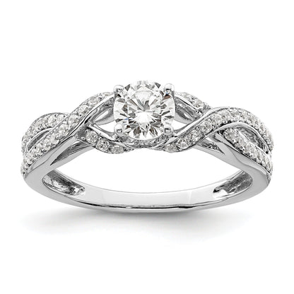 10k White Gold Lab Grown Diamond Twist Bypass Engagment Ring 0.7 Ct