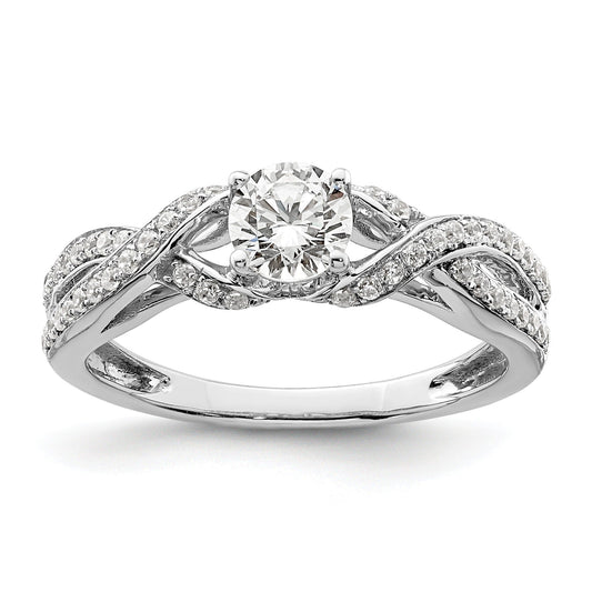 10k White Gold Lab Grown Diamond Twist Bypass Engagment Ring 0.7 Ct