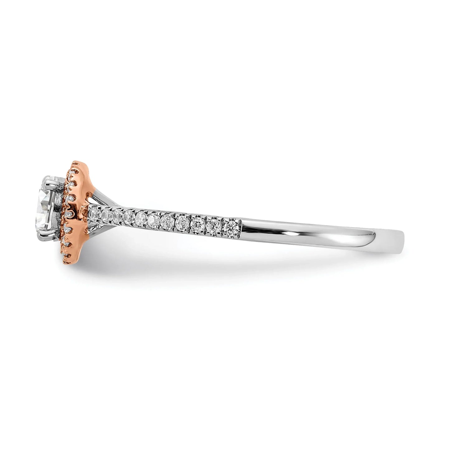 Two-Tone Gold Lab Grown Diamond Round Halo Pave Engagement Ring 0.5 ct