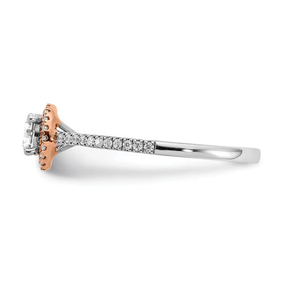 Two-Tone Gold Lab Grown Diamond Round Halo Pave Engagement Ring 0.5 ct