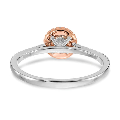 Two-Tone Gold Lab Grown Diamond Round Halo Pave Engagement Ring 0.5 ct