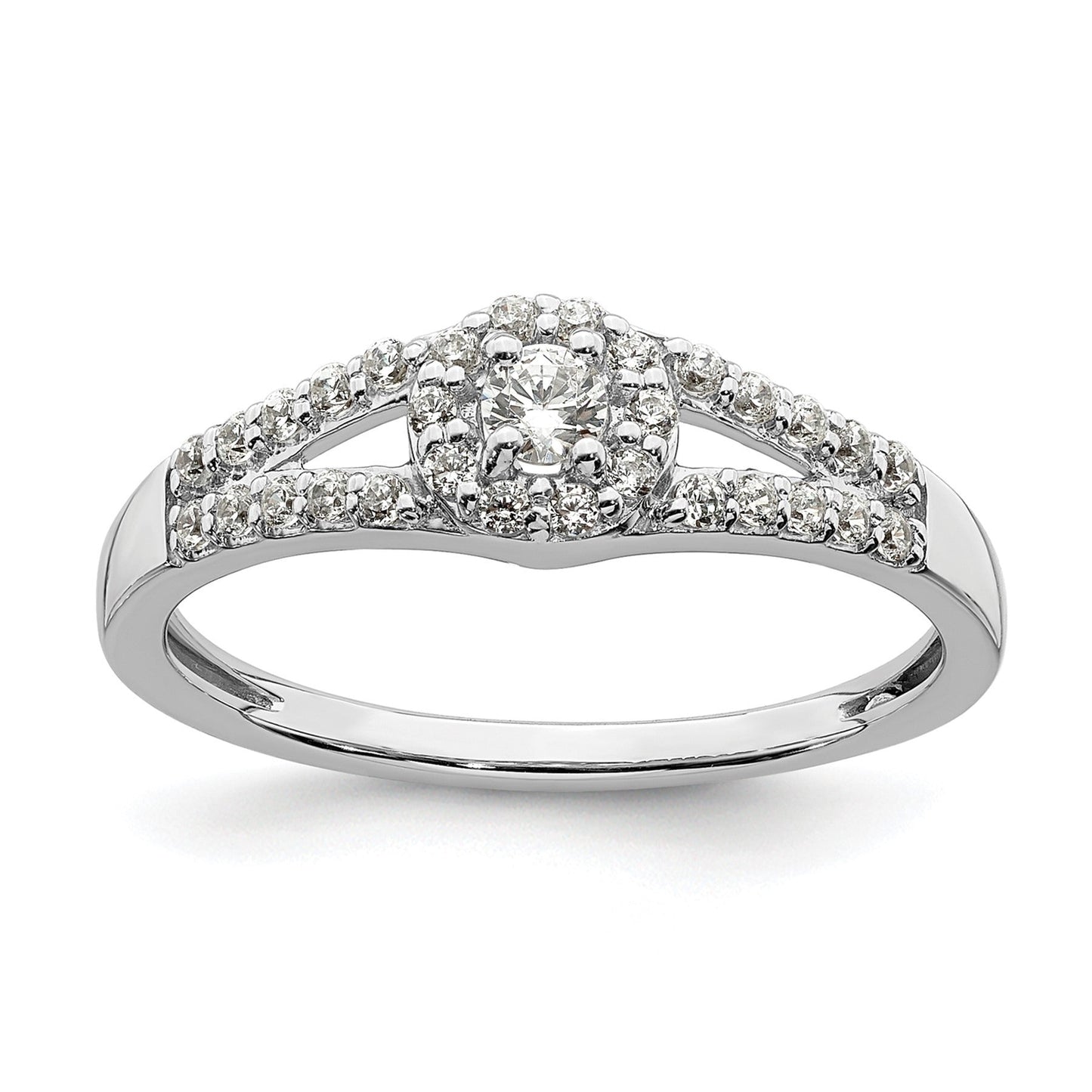 10k White Gold Lab Grown Diamond Round Halo Engagement Ring 0.35 ct