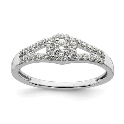 10k White Gold Lab Grown Diamond Round Halo Engagement Ring 0.35 ct