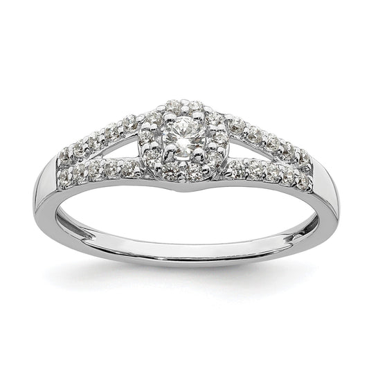 10k White Gold Lab Grown Diamond Round Halo Engagement Ring 0.35 ct