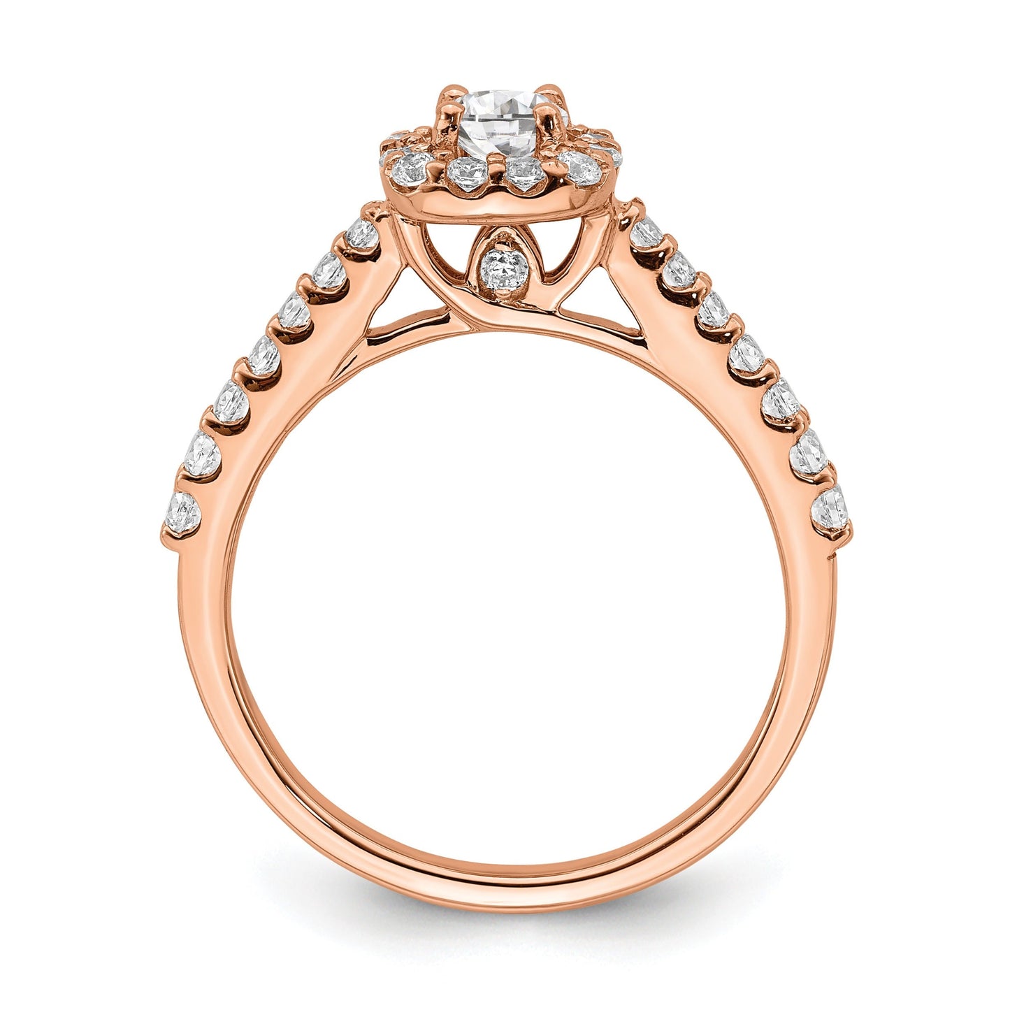 14k Rose Gold Lab Grown Diamond Round Halo Engagement Ring 0.75 ct
