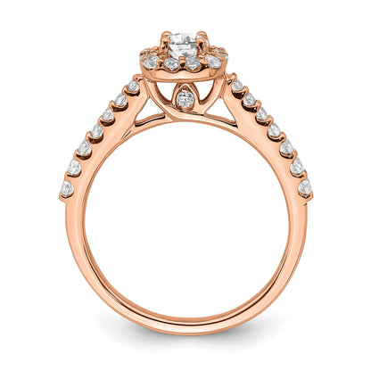 14k Rose Gold Lab Grown Diamond Round Halo Engagement Ring 0.75 ct
