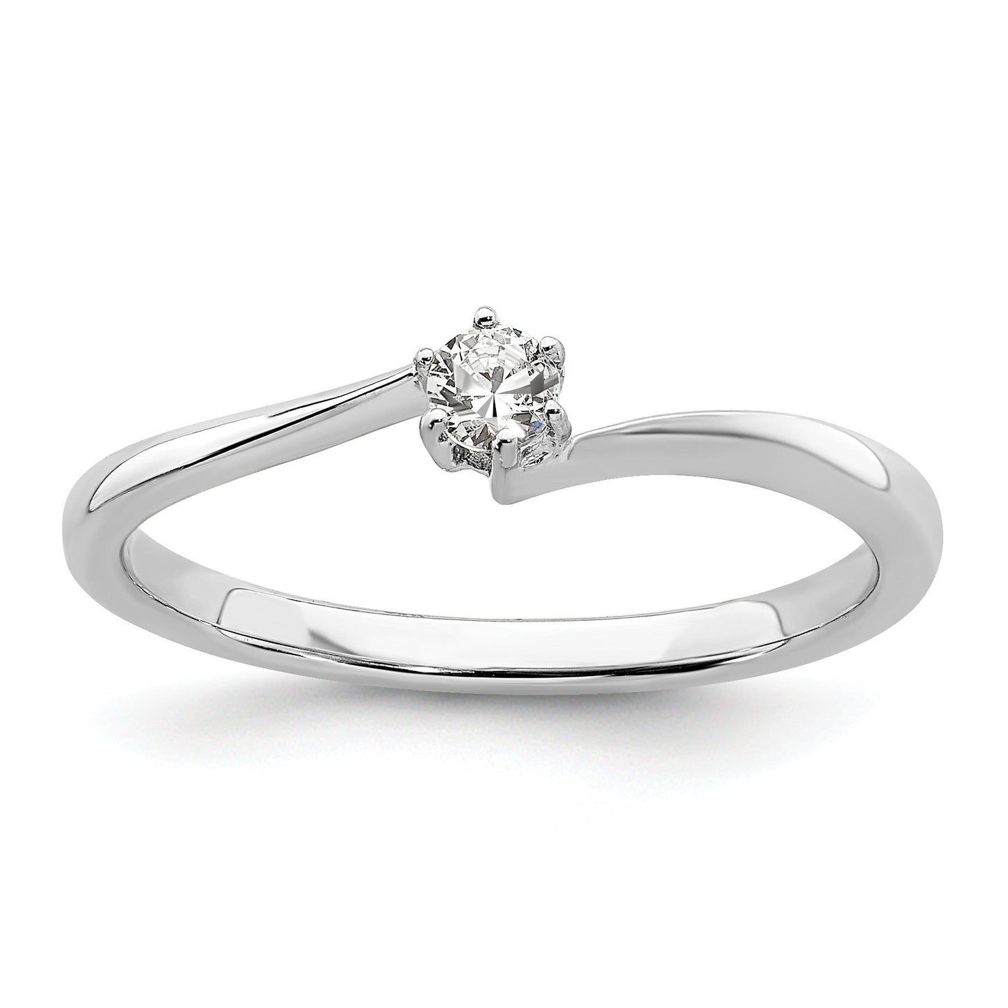 14k White Gold Lab Grown Diamond Petite Solitaire Engagement Ring 1/8 carat