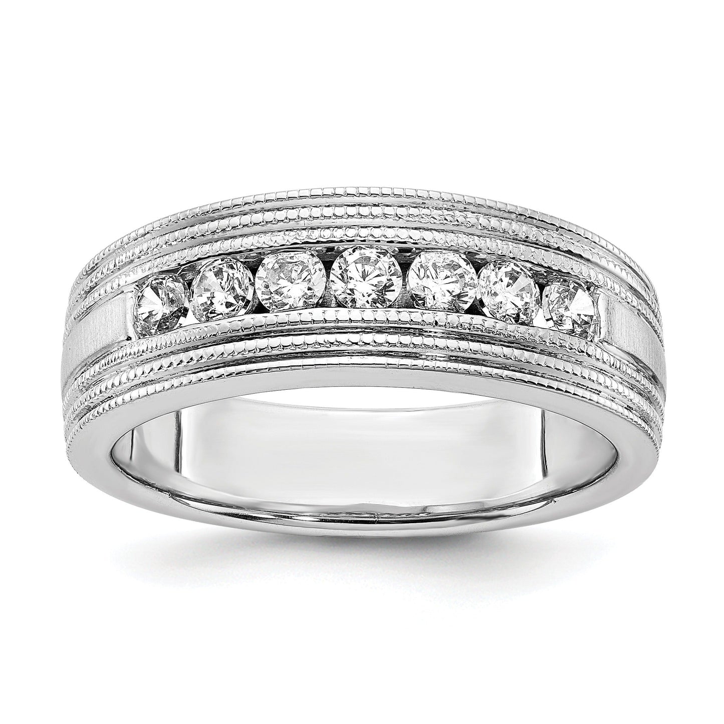 5/8 ct Lab Grown Diamond Seven Stone Men's Band Ring 14k White Gold