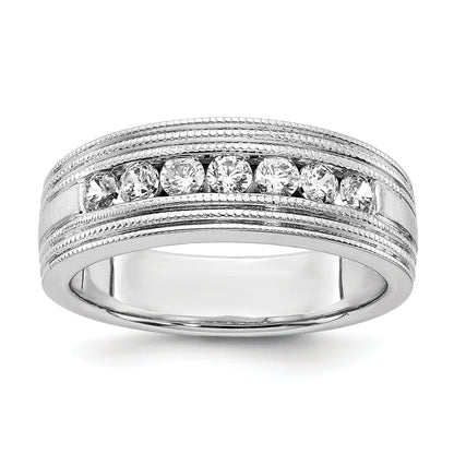 5/8 ct Lab Grown Diamond Seven Stone Men's Band Ring 14k White Gold
