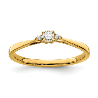 14k Gold Lab Grown Diamond Petite Three Stone Engagement Ring 1/8 carat