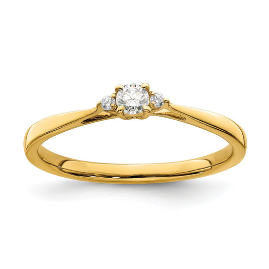 14k Gold Lab Grown Diamond Petite Three Stone Engagement Ring 1/8 carat