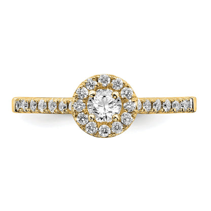 14k Yellow Gold Round Lab Grown Diamond Halo Engagement Ring 0.75 Ct