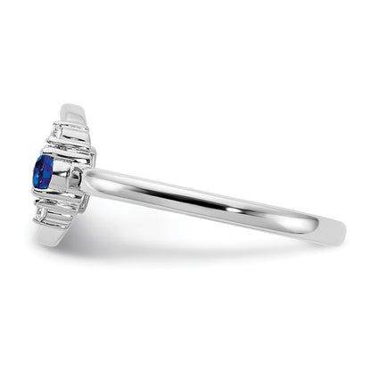 0.18 Ct Round Blue Created Sapphire & Diamond Prong 14K White Gold Circle Ring