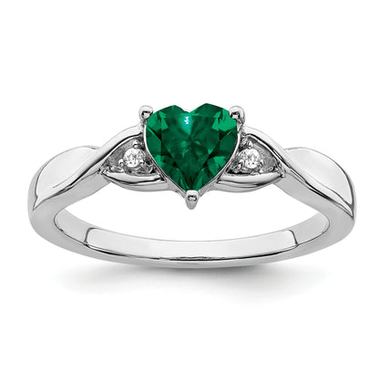0.77 Ct Heart Gemstone and White Diamond Prong Silver Three Stone Twisted Band Ring