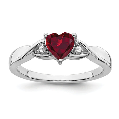 0.77 Ct Heart Gemstone and White Diamond Prong Silver Three Stone Twisted Band Ring