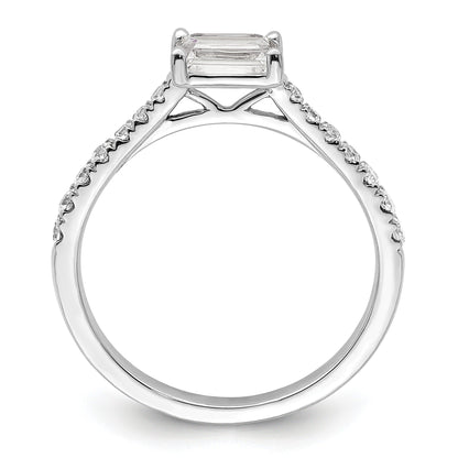 0.25 Ct Emerald-Cut White Diamond Prong 14K White Gold Semi Mount East West Ring
