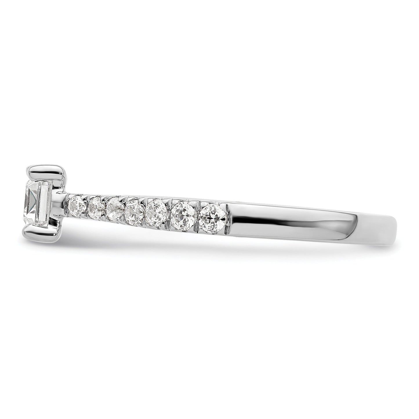 0.25 Ct Emerald-Cut White Diamond Prong 14K White Gold Semi Mount East West Ring