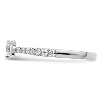 0.25 Ct Emerald-Cut White Diamond Prong 14K White Gold Semi Mount East West Ring