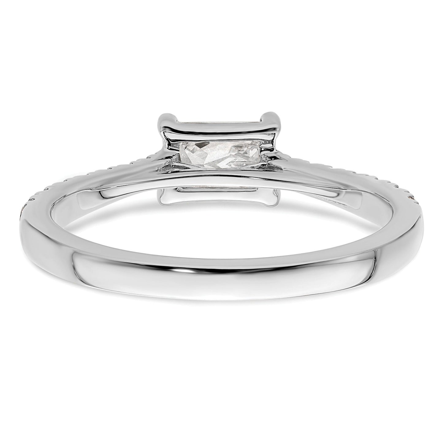 0.25 Ct Emerald-Cut White Diamond Prong 14K White Gold Semi Mount East West Ring