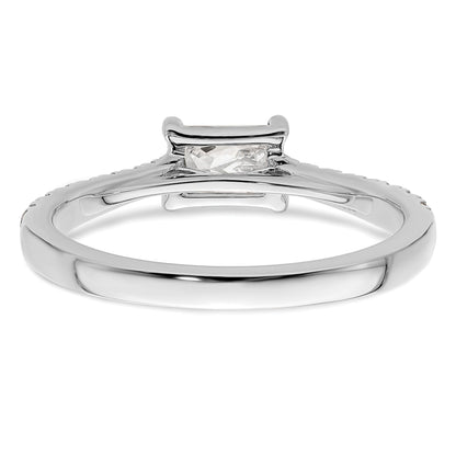 0.25 Ct Emerald-Cut White Diamond Prong 14K White Gold Semi Mount East West Ring