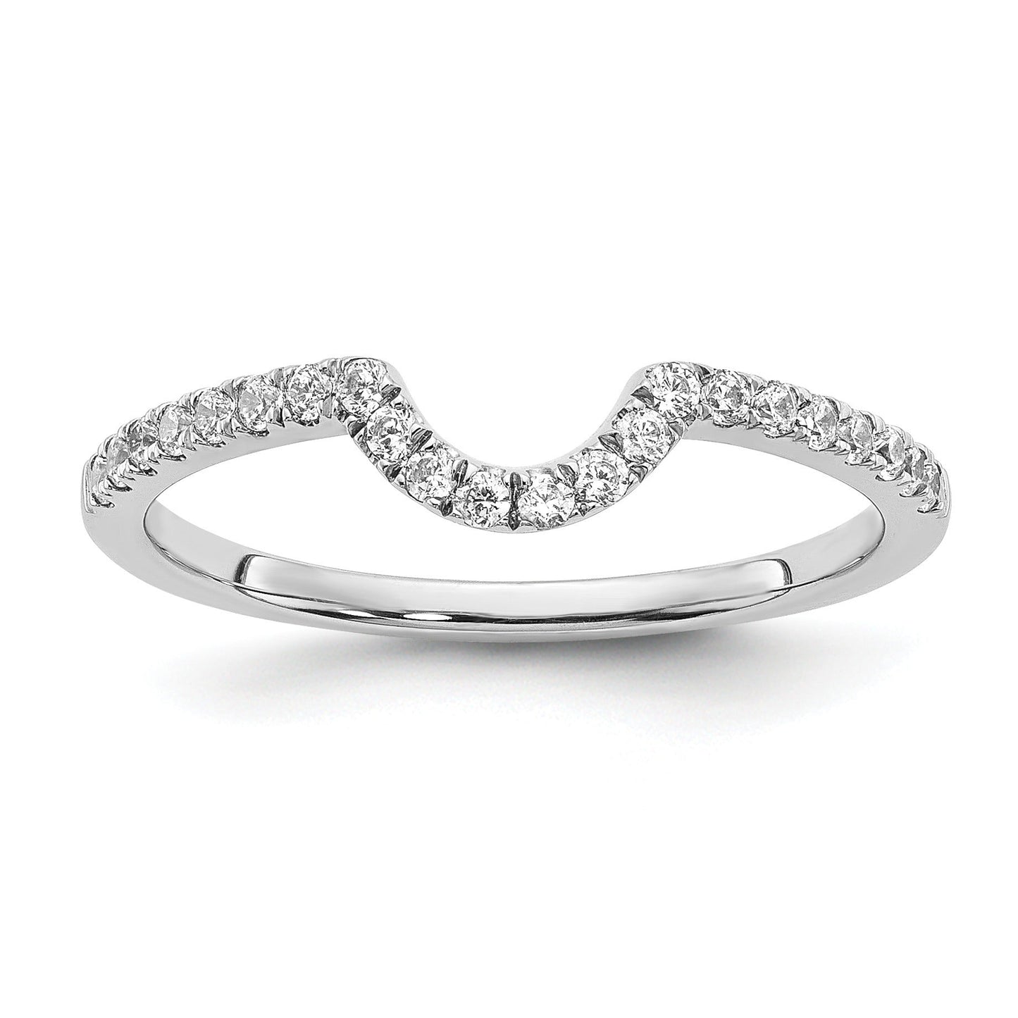 Round Lab Diamond Pavé 14K White Gold Curved Wedding Enhancer Band