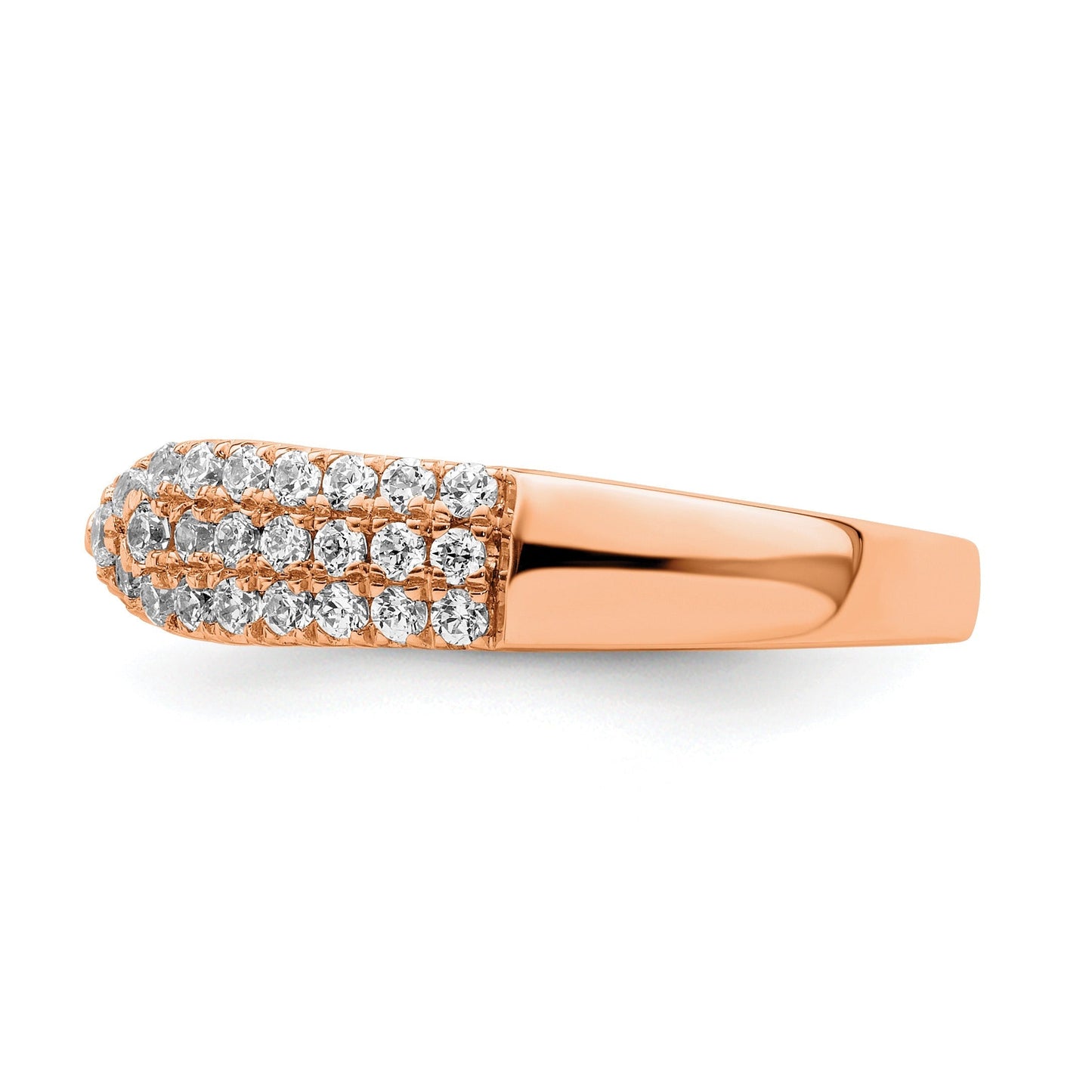 IGI Certified 0.50 Ct Round Lab Diamond Pavé 14K Rose Gold Open Cuff Wedding Enhancer Band