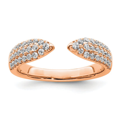 IGI Certified 0.50 Ct Round Lab Diamond Pavé 14K Rose Gold Open Cuff Wedding Enhancer Band
