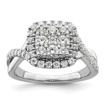 14K White Gold Lab Grown Diamond Double Halo Engagement Ring 0.75 ct