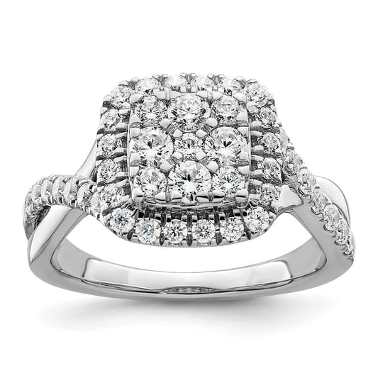 14K White Gold Lab Grown Diamond Double Halo Engagement Ring 0.75 ct