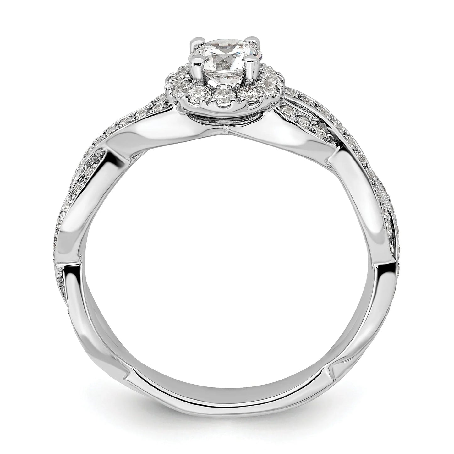 White Gold Lab Grown Diamond Round Halo Infinity Engagement Ring 0.75 ct