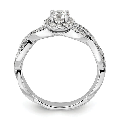 White Gold Lab Grown Diamond Round Halo Infinity Engagement Ring 0.75 ct