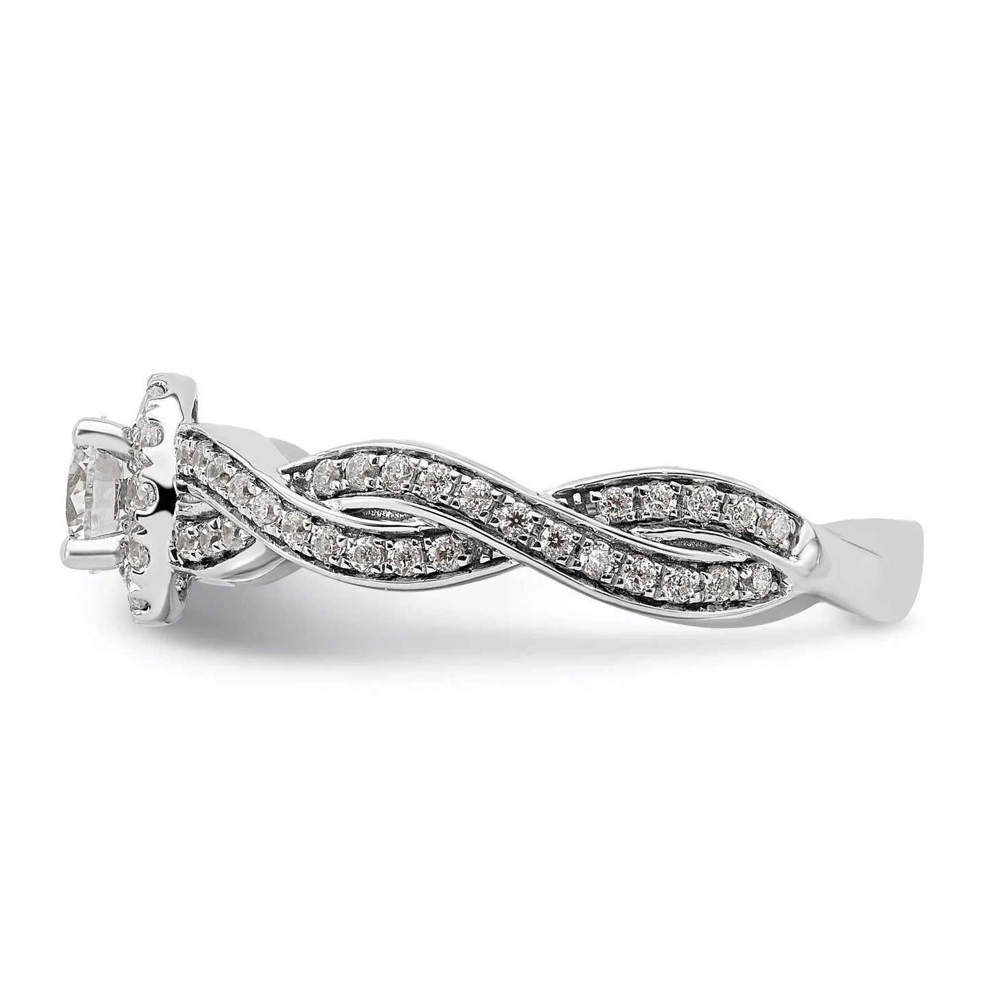 White Gold Lab Grown Diamond Round Halo Infinity Engagement Ring 0.75 ct