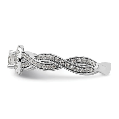 White Gold Lab Grown Diamond Round Halo Infinity Engagement Ring 0.75 ct