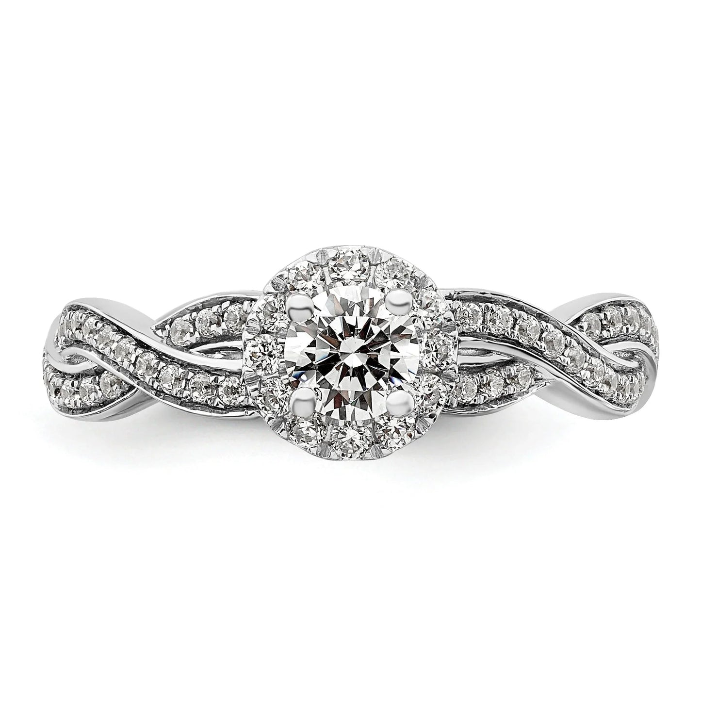 White Gold Lab Grown Diamond Round Halo Infinity Engagement Ring 0.75 ct