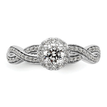 White Gold Lab Grown Diamond Round Halo Infinity Engagement Ring 0.75 ct