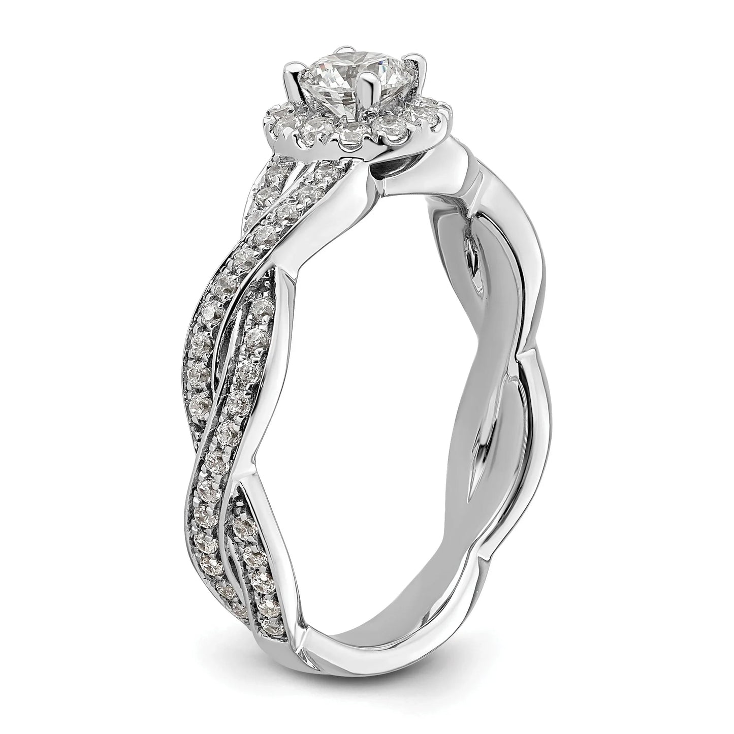 White Gold Lab Grown Diamond Round Halo Infinity Engagement Ring 0.75 ct