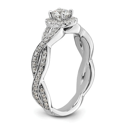 White Gold Lab Grown Diamond Round Halo Infinity Engagement Ring 0.75 ct