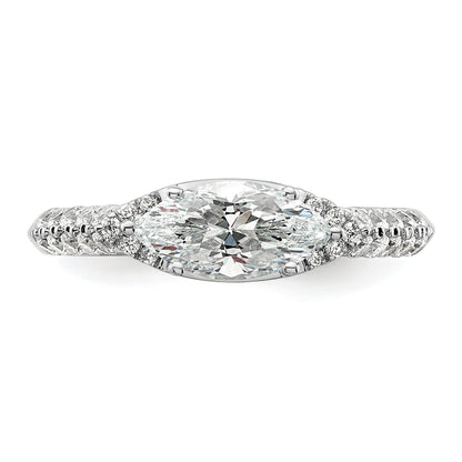 14k White Gold Lab Diamond Center East West Marquise Semi Mount Ring