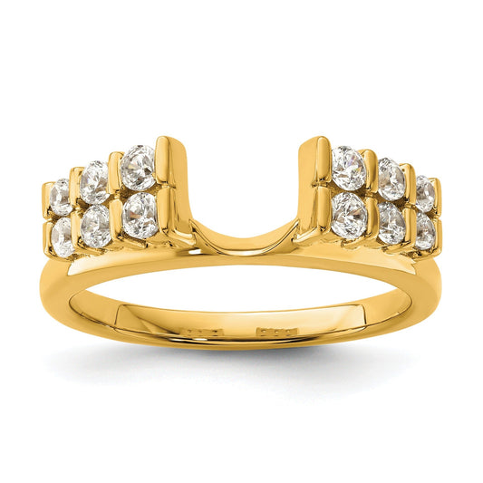 IGI Certified 0.50 Ct Round Lab Diamond Bar 14K Yellow Gold Double Row Ring Wrap Enhancer Band