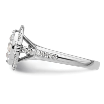 14K White Gold Lab Grown Diamond Semi-Mount Oval Halo Engagement Ring 1/3 Ct