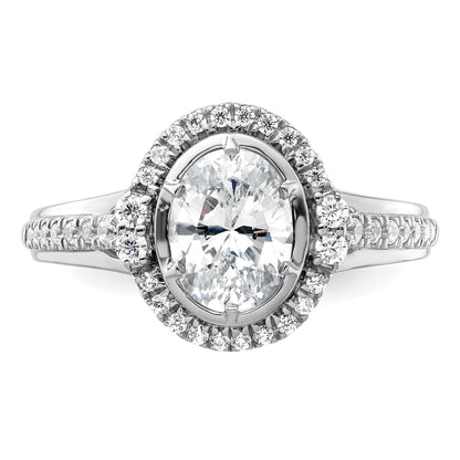 14K White Gold Lab Grown Diamond Semi-Mount Oval Halo Engagement Ring 1/3 Ct
