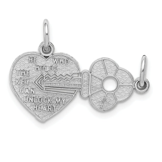 14K White Gold Key To My Heart Pendant for Couples