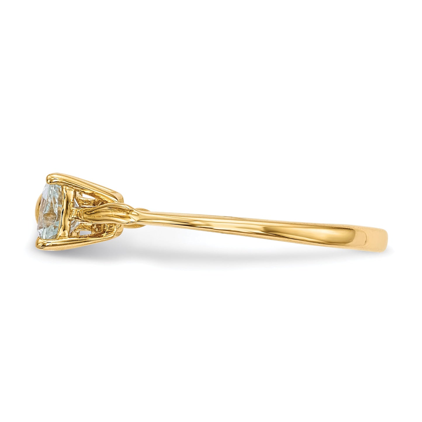14k Yellow Gold Bow Dual Heart Birthstone Ring