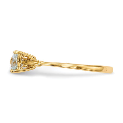 14k Yellow Gold Bow Dual Heart Birthstone Ring