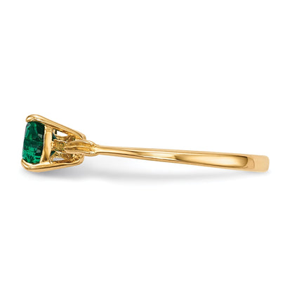 14k Yellow Gold Bow Dual Heart Birthstone Ring