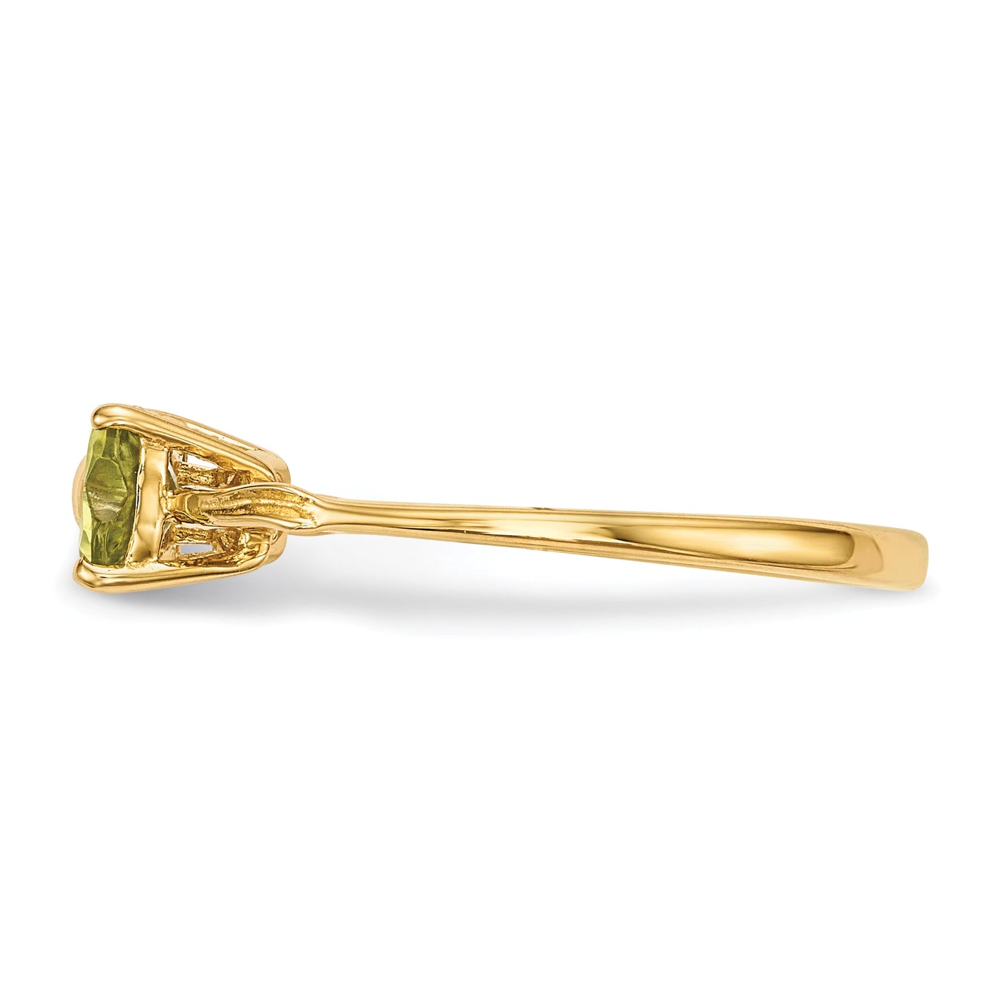 14k Yellow Gold Bow Dual Heart Birthstone Ring