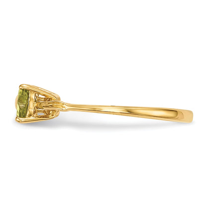 14k Yellow Gold Bow Dual Heart Birthstone Ring