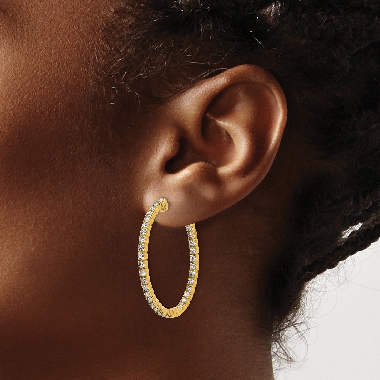 14K Gold Lab Grown Diamond Hoop Earrings 2 Ct
