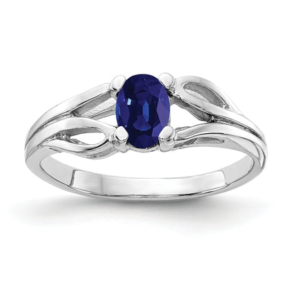 0.65 Ct Oval Blue Sapphire Prong 14K White Gold Filigree Solitaire Ring