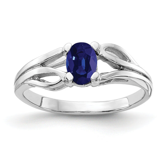 0.65 Ct Oval Blue Sapphire Prong 14K White Gold Filigree Solitaire Ring
